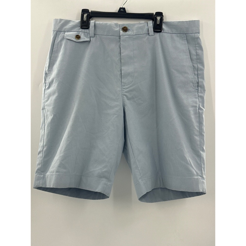 Brooks Brothers Mens Light Blue Stretch Chino Shorts Size 36 Flat Front Cotton
